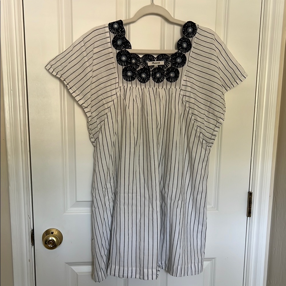 Madewell Black and White Embroidered Top